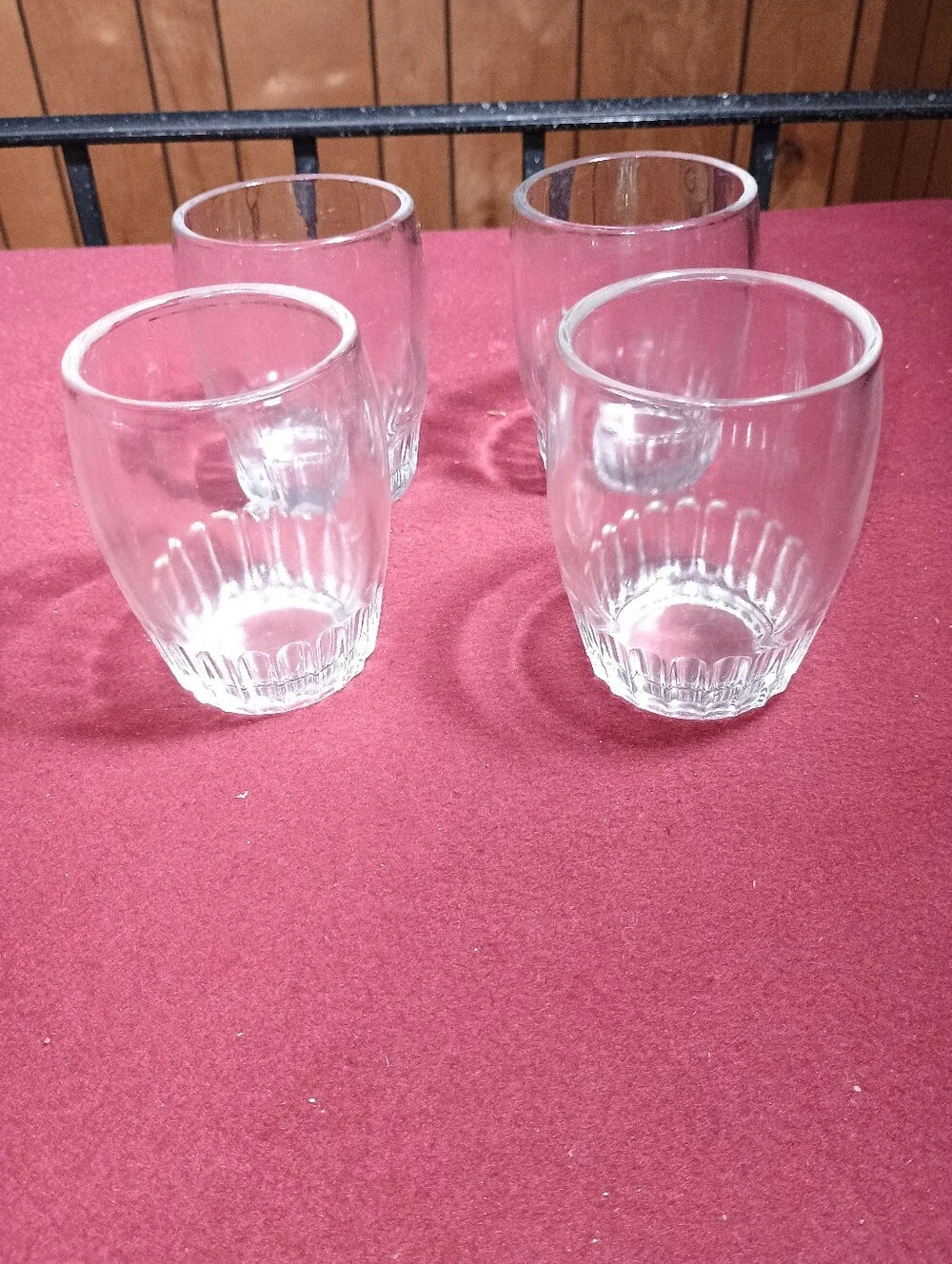 4 Federal Glass Barrel Clear Tumbler Lowball Glasses Mid-Century Barware Vintage